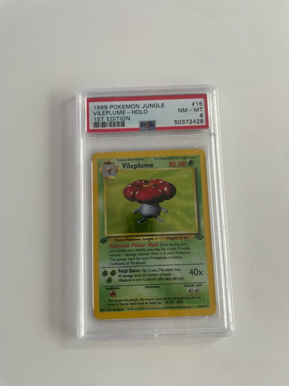 1999 Pokemon Jungle Vileplume Holo 1st Edition PSA 8- Grades Vintage Pokemon Car - Picture 3 of 5